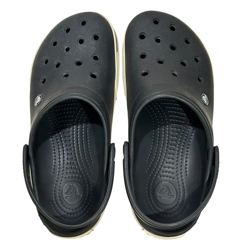 Crocs Crocband Clogs Mens 8 & Womens 10 Black White Sporty Comfort Sandals 11016